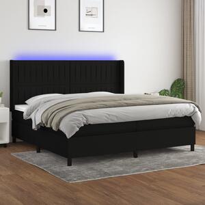 VidaXL Box spring postelja z vzmetnico LED črna 200x200 cm blago