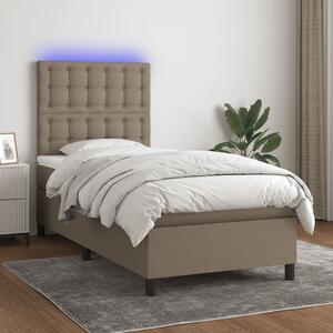 VidaXL Box spring postelja z vzmetnico LED taupe 80x200 cm blago