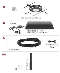 Paulmann 94418 - SET 5xLED/4,5W Reflektor ROUNDMAC 230V črna