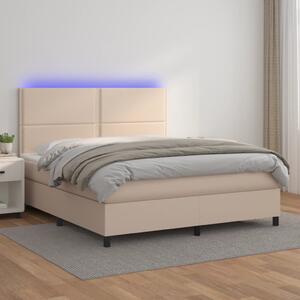 VidaXL Box spring postelja z vzmetnico LED kapučino 160x200 cm