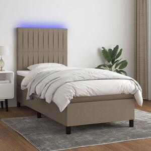 VidaXL Box spring postelja z vzmetnico LED taupe 90x200 cm blago