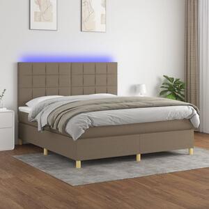 VidaXL Box spring postelja z vzmetnico LED taupe 160x200 cm blago