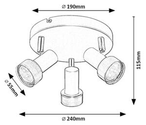Rabalux 73013 - Stropni reflektor KONRAD 3xGU10/50W/230V