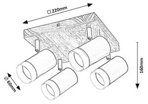 Rabalux 73124 - Stropni reflektor TORAS 4xGU10/5W/230V hrast