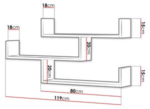 Stenska polica TRIO 55x119 cm bela