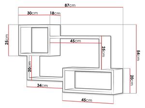 Stenska polica TRIO 54x87 cm hrast wotan/bela