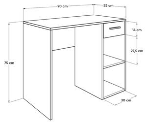 Delovna miza 75x90 cm bela