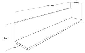 Stenska polica 25x120 cm rjava