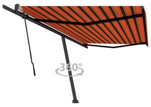 VidaXL Prostostoječa ročno zložljiva tenda 500x300 cm oranžna/rjava