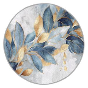 Modra/zlata pralna okrogla preproga ø 150 cm Golden Leaves – Mila Home