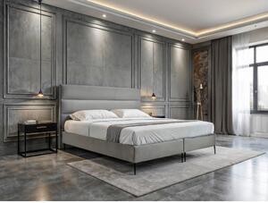 POSTELJA BOXSPRING x , tekstil, leseni material svetlo siva