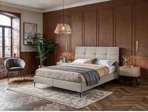 POSTELJA BOXSPRING x , tekstil, leseni material krem barve