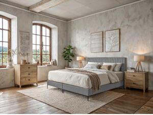 POSTELJA BOXSPRING x , tekstil, leseni material siva