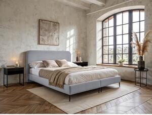 POSTELJA BOXSPRING x , tekstil, leseni material svetlo siva
