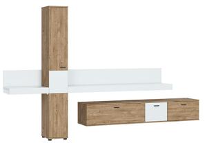 DNEVNI REGAL, bela, barve hrasta