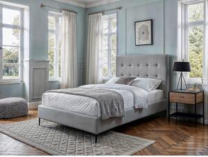 POSTELJA BOXSPRING x , tekstil, leseni material svetlo siva