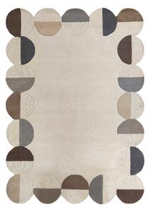 Sivo-bež ročno tkana volnena preproga 160x230 cm Mia Scallop Frame – Flair Rugs