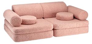 Rožnata otroška sedežna garnitura iz tkanine bouclé 132 cm Settee – Wigiwama