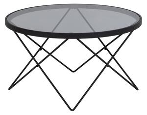 Črna mizica s stekleno mizno ploščo ø 80 cm Cuxton – Actona
