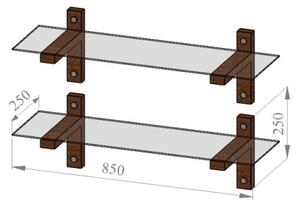 SET 2x Stenska polica 25x85 cm bor/prozorna