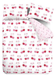 Bela/rožnata enojna posteljnina 135x200 cm Cherries and Bows – Catherine Lansfield