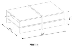 Klubska mizica PLUS 35x90 cm rjava/bela