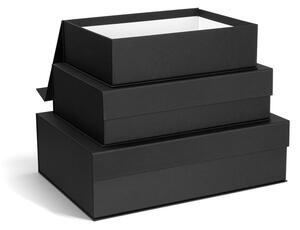 Temno sive kartonaste škatle za shranjevanje v kompletu 3 ks s pokrovom 42,5x29,5x13 cm Kian Paper Laminate – Bigso