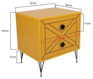 Nočna polica LUNA 55x50 cm rumena
