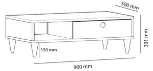 Klubska mizica SILVER 33x90 cm antracit/bež