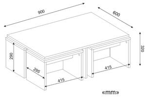 SET 4x Stranska mizica CHEST 29x41 cm + Klubska mizica 32x90 cm