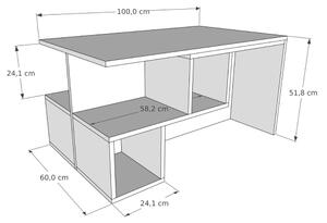 Klubska mizica DILAY 52x100 cm rjava/bela