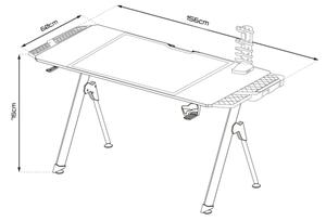 Gaming miza FALCON z LED RGB osvetlitvijo 156x60 cm črna