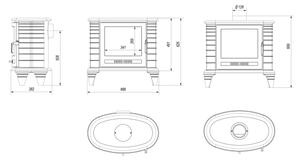 Kratki Koza K8 - Litoželezni kamin 9kW 130 mm