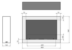 InFire - Stenski BIO kamin 80x56 cm 3kW bela