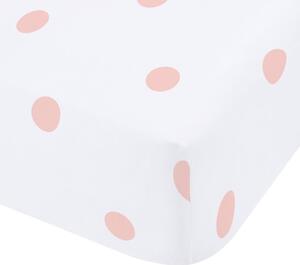 Bela/rožnata napenjalna flanelna rjuha 90x190 cm Polka Dot – Catherine Lansfield