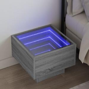 VidaXL Nočna mizica z neskončnimi LED siva sonoma 40x40x30 cm