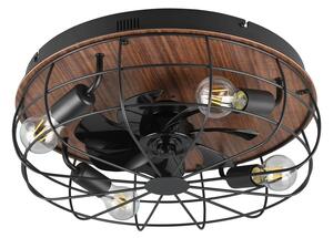 Mat črna/rjava stropna svetilka z daljinskim upravljalnikom/z ventilatorjem Trondheim – Reality