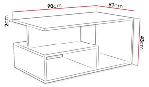 Klubska mizica PRIMA 43x90 cm bela