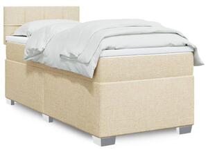 VidaXL Box spring postelja z vzmetnico krem 100x200 cm blago