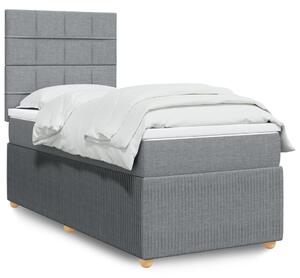 VidaXL Box spring postelja z vzmetnico svetlo siva 80x200 cm blago