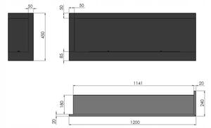 InFire - Kotni BIO kamin 45x120 cm 3kW črna