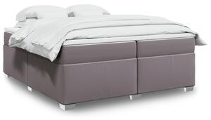 VidaXL Box spring postelja z vzmetnico siva 200x200 cm umetno usnje