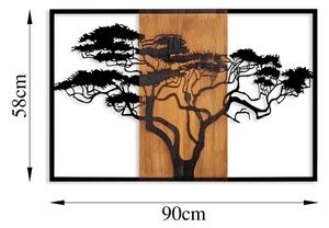Stenska dekoracija 90x58 cm drevo les/kovina
