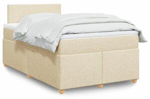 VidaXL Box spring postelja z vzmetnico krem 120x190 cm blago