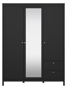 Črna garderobna omara z ogledalom 150x199x58 cm Madrid – Tvilum