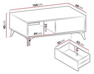 Klubska mizica DIAMOND 40x104 cm črna/hrast evoke