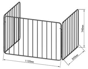Varnostna pregrada za kamin 74x280 cm črna