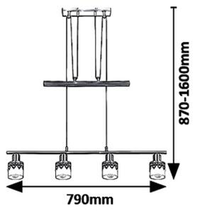 Rabalux 5345 - Lestenec na vrvici LACEY 4xE14/40W/230V