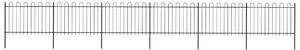 VidaXL Vrtna ograja z obročastimi vrhovi jeklo 10,2x1,2 m črna