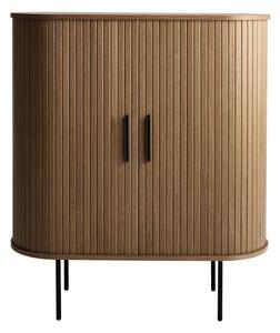 Rjava vinska omara v hrastovem dekorju z drsnimi vrati 100x118x40 cm Nola – Unique Furniture